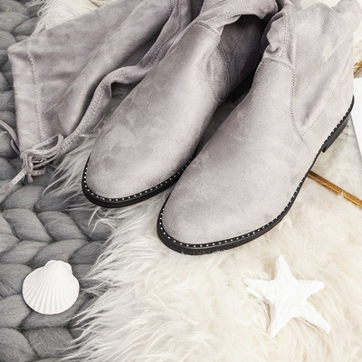 Gray boots from eco - suede Taramina - Footwear 1