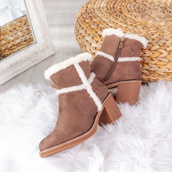 Brown winter boots with a higher heel Fairi - Footwear