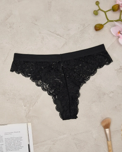 Royalfashion Черные кружевные трусы-бюстгальтер