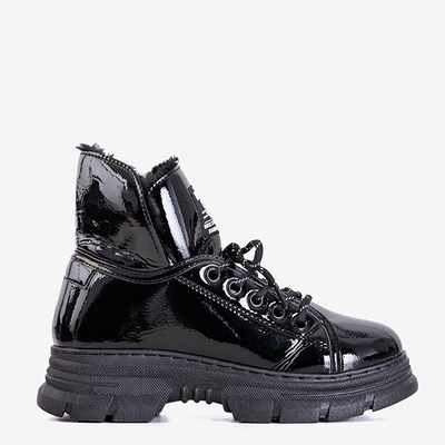 Black lacquered women's boots from Rostorie - Footwear