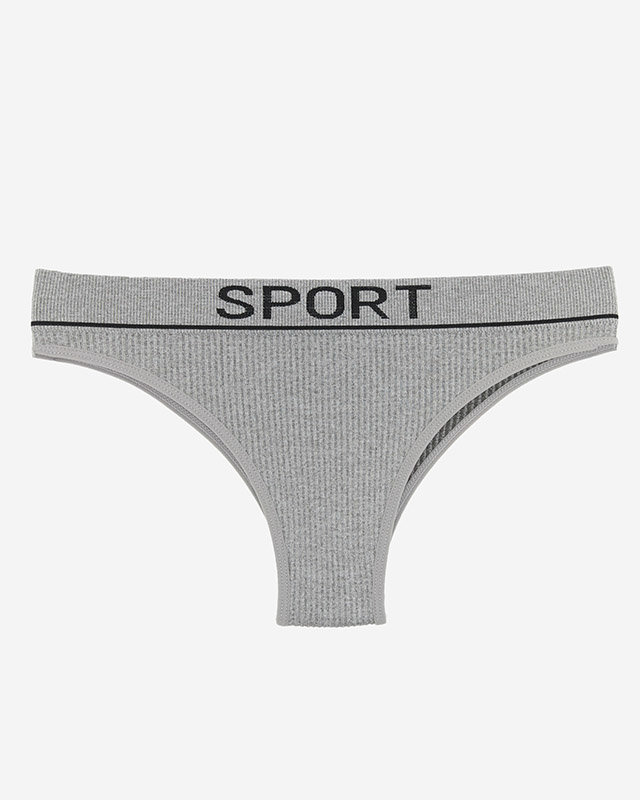 Gray women's ribbed panties with sporty inscriptions - Underwear