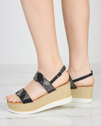 Women's black sandals with cubic zirconia Acroq - Shoes