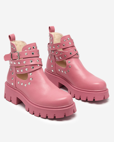 Pink women's boots with rhinestones Socogi - Footwear