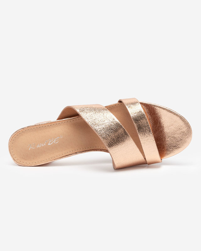 Gold-pink women's heeled flip-flops Stepho- Footwear