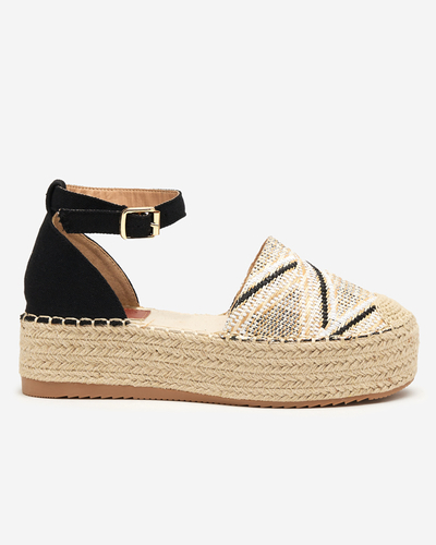 OUTLET Patterned beige women's espadrilles on the Zebrii platform - Footwear
