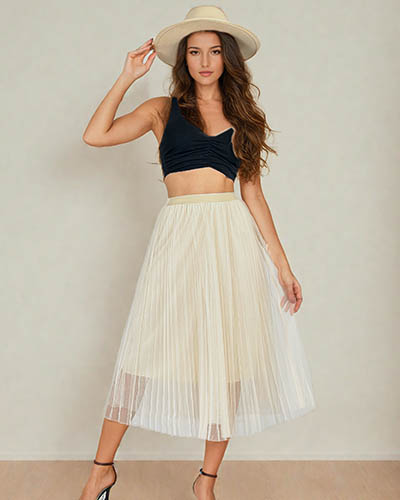 Royalfashion Women's double-layered midi skirt
