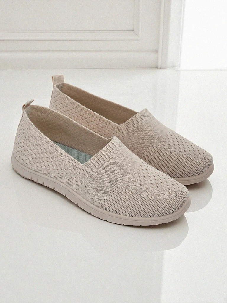 Callista Women's Beige Moccasins Made of Breathable Fabric Spring Summer