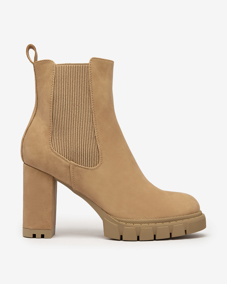 Royalfashion Светло-коричневые женские сапоги на высоком каблуке Seihay