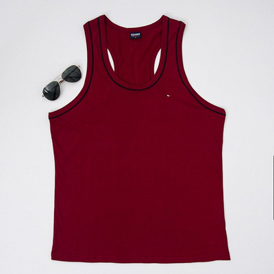 Men's cotton maroon sleeveless t-shirt - Clothing