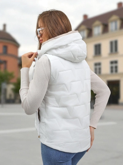Crimson Haze Quilted Women's Vest with Hood