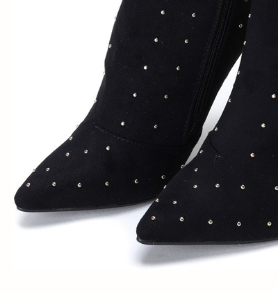 Black stiletto boots with rhinestones Audrey - Footwear