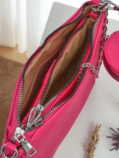 Aurelia Fuchsia Women's Leather Mini Handbag with Chain
