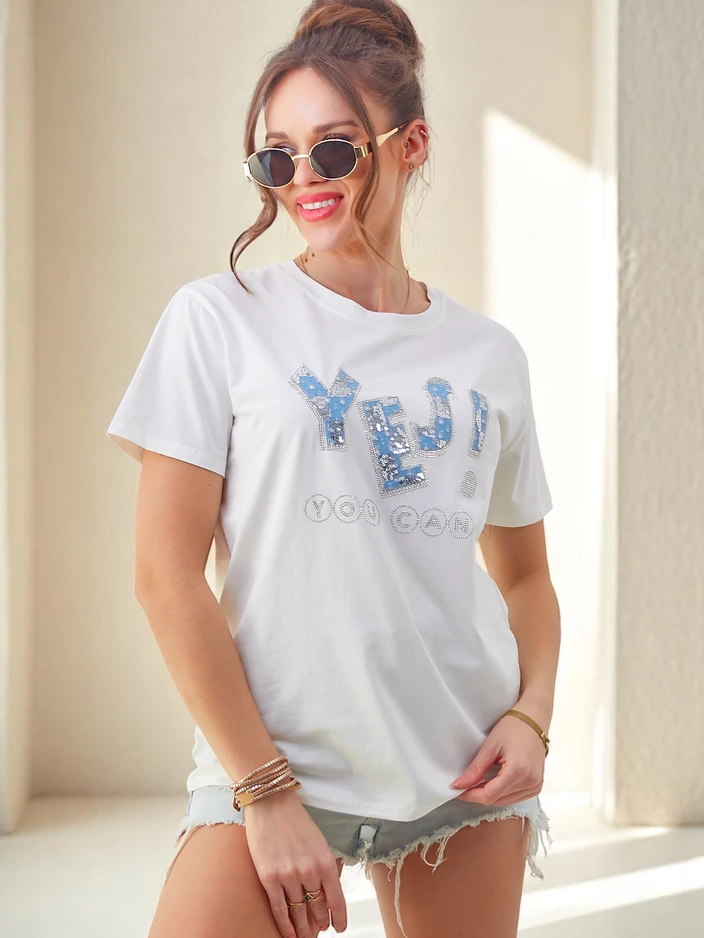 Royalfashion Sieviešu kokvilnas T-krekls Jā!