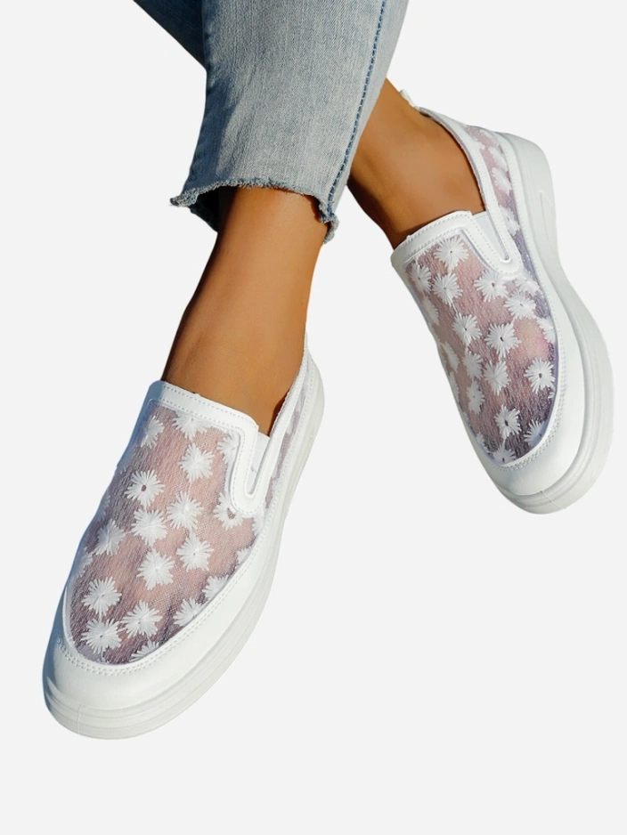 Royalfashion Women's mesh moccasins with flowers Emzos