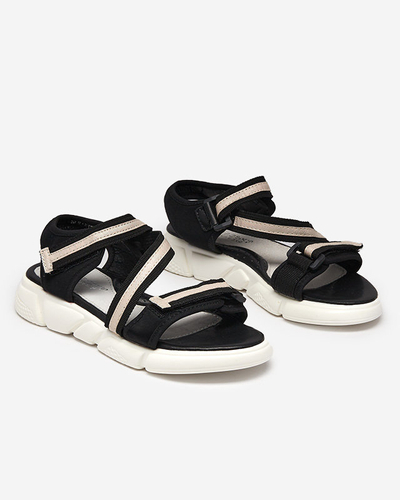 Black and beige children's sandals fastened with Velcro Modis - Shoes