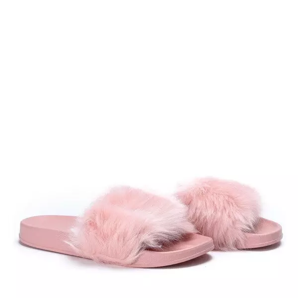 OUTLET Light pink slippers with fur Millie- Shoes