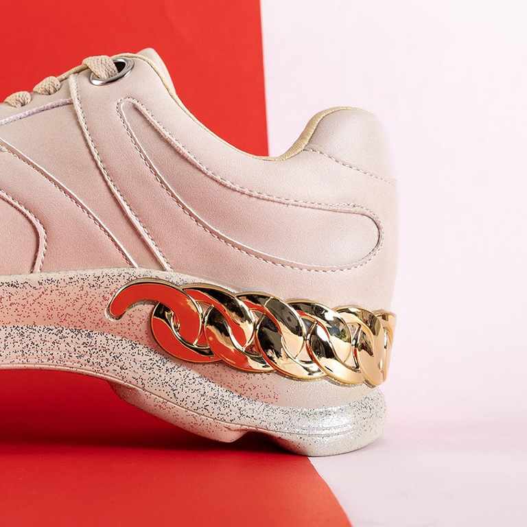 Beige women's sports sneakers Hendi - Footwear