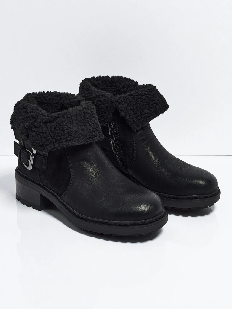 Kavira women's eco-leather ankle boots with fur