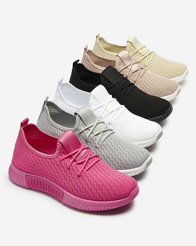 White women's fabric sports shoes Vobbu- Footwear