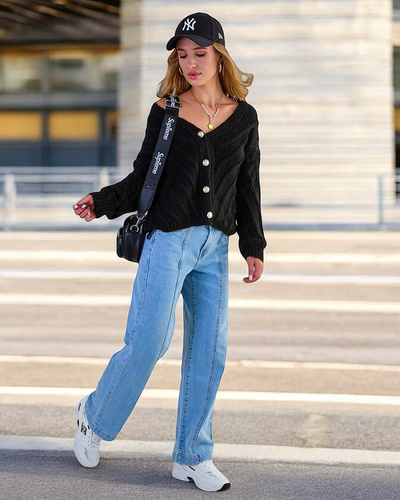 Royalfashion Women's knitted sweater with buttons