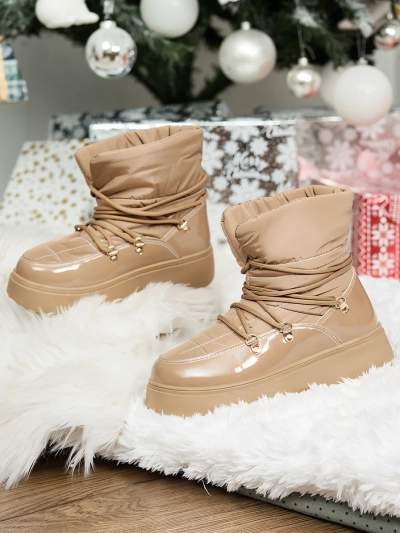 Royalfashion Women's slip-on snow boots in brown color Dabenda