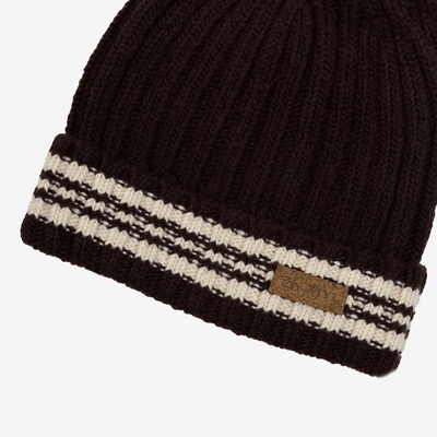Dark brown men's wool blend hat - Accessories