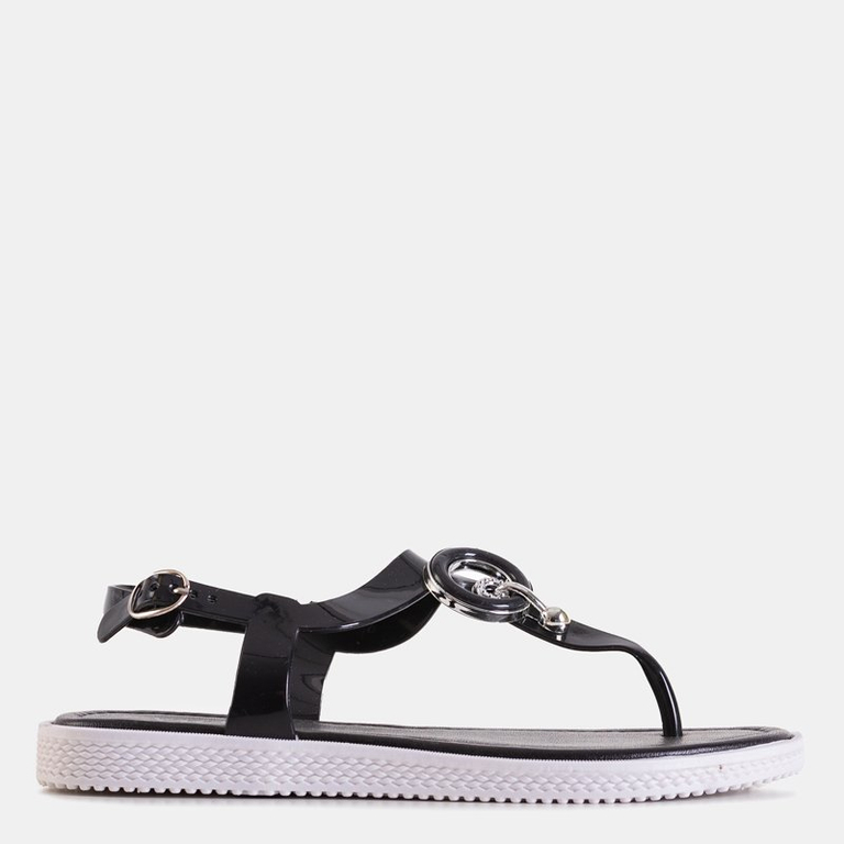 Black women's sandals a'la flip-flops with Dosala decoration - Footwear