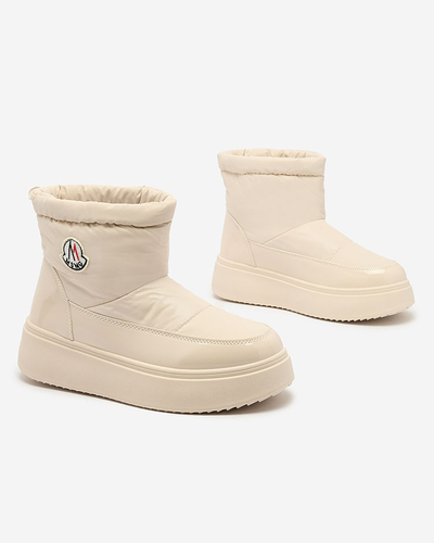 Royalfashion Women's slip-on snow boots in cream color Ademra