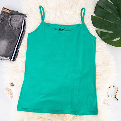 Zaļš sieviešu T-krekls ar plānām lencēm - Apģērbs