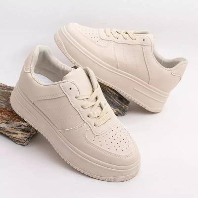 OUTLET Beige women's sports shoes on the Silvina platform - Footwear