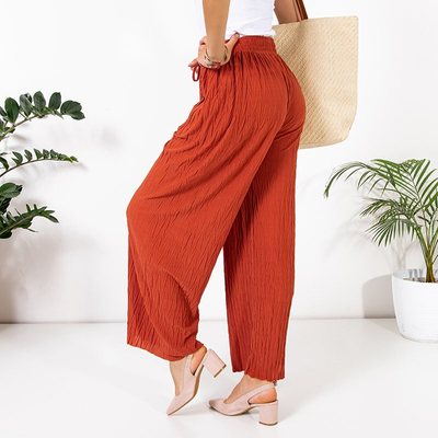 Loose red knitted palazzo trousers - Clothing