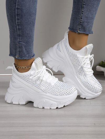 Royalfashion Women's sports sneakers with rhinestones Blysco