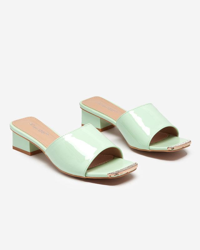 Green lacquered slippers with low heels Keripse - Footwear