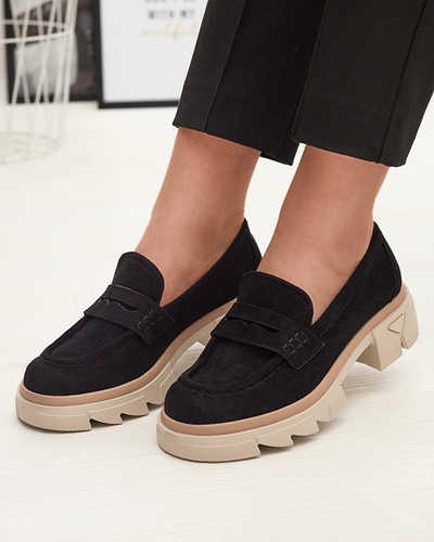 Melni sieviešu ažūrveida mokasīni ar cietu zoli Ejina - Apavi