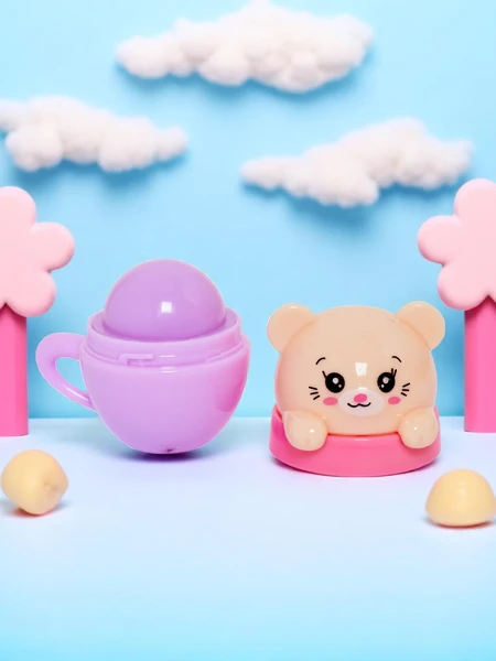 Children's lip balm with a bear in a cup - moisturizes and regenerates