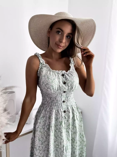 Floral mint women's knee-length dress Clothing