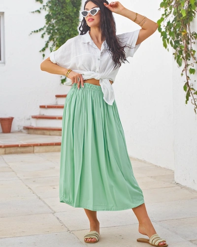 Royalfashion Women's Woven Midi Summer Skirt, light and flowing with two pockets