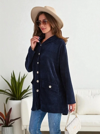 Royalfashion sieviešu džemperis ar zelta pogām PLUS SIZE