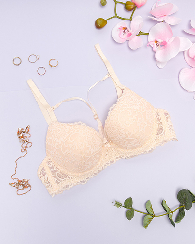 Beige lace bra with straps - Underwear