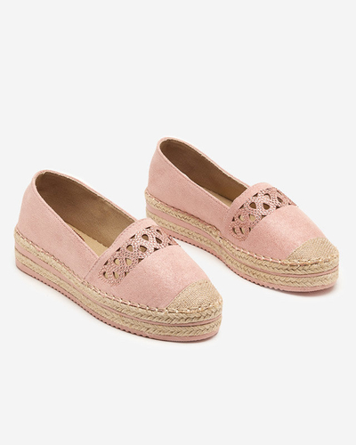 OUTLET Pink women's slip on espadrilles with cubic zirconia Wexy - Shoes