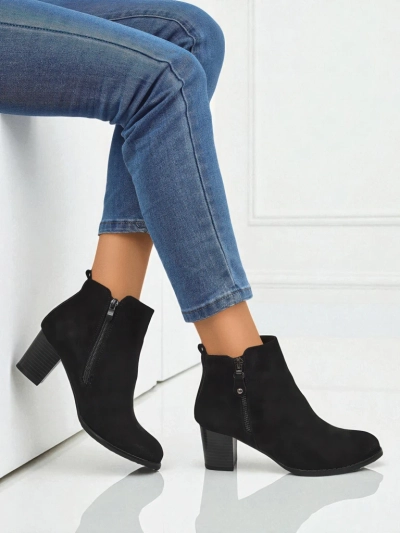 Women's eco-suede heeled ankle boots Midnight Bloom
