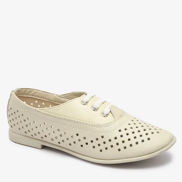 Bēšas krāsas bērnu ažūra mokasīni Janno- Footwear