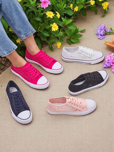 Aurelia Bianco - Sneakers bianchi traforati Royalfashion in tela, taglia 40