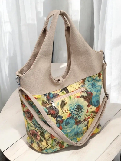 Royalfashion Large eco-leather bag with a floral pattern