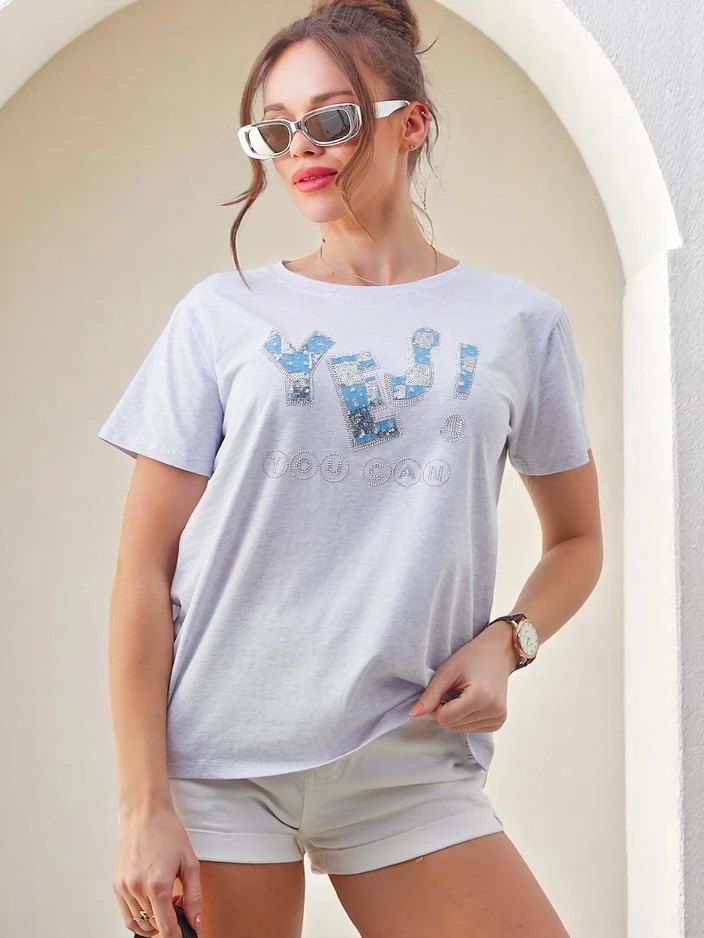 Royalfashion sieviešu kokvilnas T-krekls Jā!