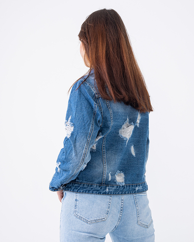 Blue Distressed Ladies džinsu jaka - apģērbs
