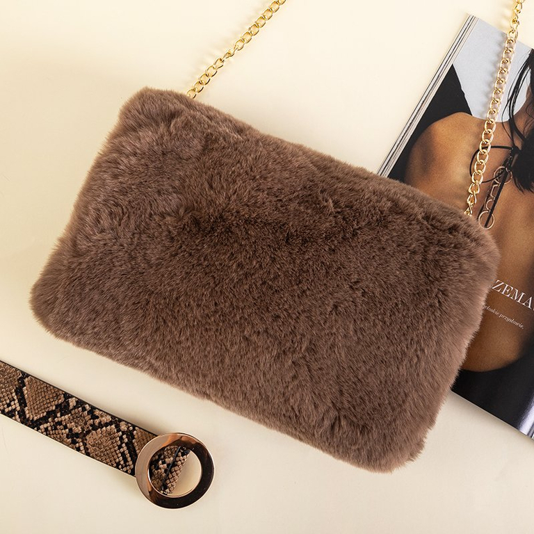Brown fur shoulder bag - Accessories
