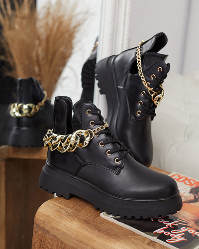 Black women's boots with cut-outs Neriso - Footwear