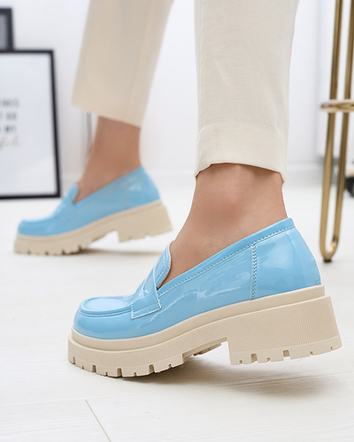 Royalfashion Синие лакированные мокасины для женщин Noppel