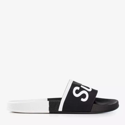 OUTLET Черные мужские тапочки с надписью Super - Обувь